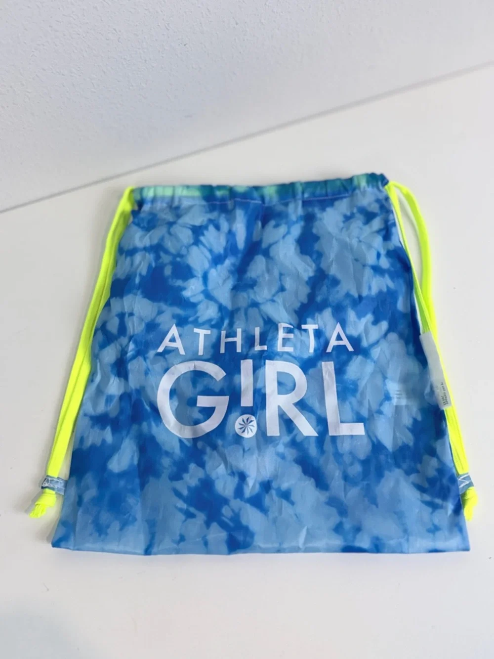 Athleta Girl Blue Tie-Dye Drawstring Backpack Bag